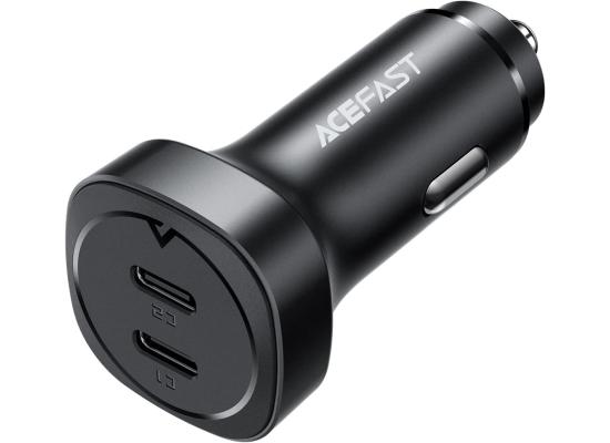 ACEFAST B2-72W Dual USB-C, Dual-port Metal Fast Car Charger, Support PD30W, PPS, QC3.0/QC2.0, AFC, FCP, Compatible with Xiaomi, iPhone, Samsung, Oppo - Black
